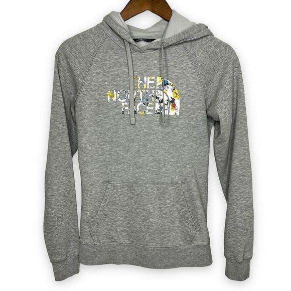 The‎ North Face Heather Gray Half Dome Logo Pullover Hooded Sweatshirt Small - Picture 1 of 14